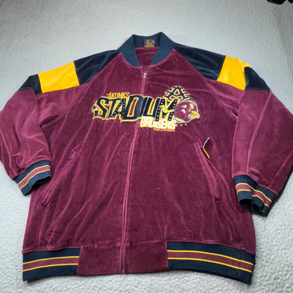 Vintage Akademiks Jacket Mens XL Burgundy Track Suit Stadium Bruisers Football